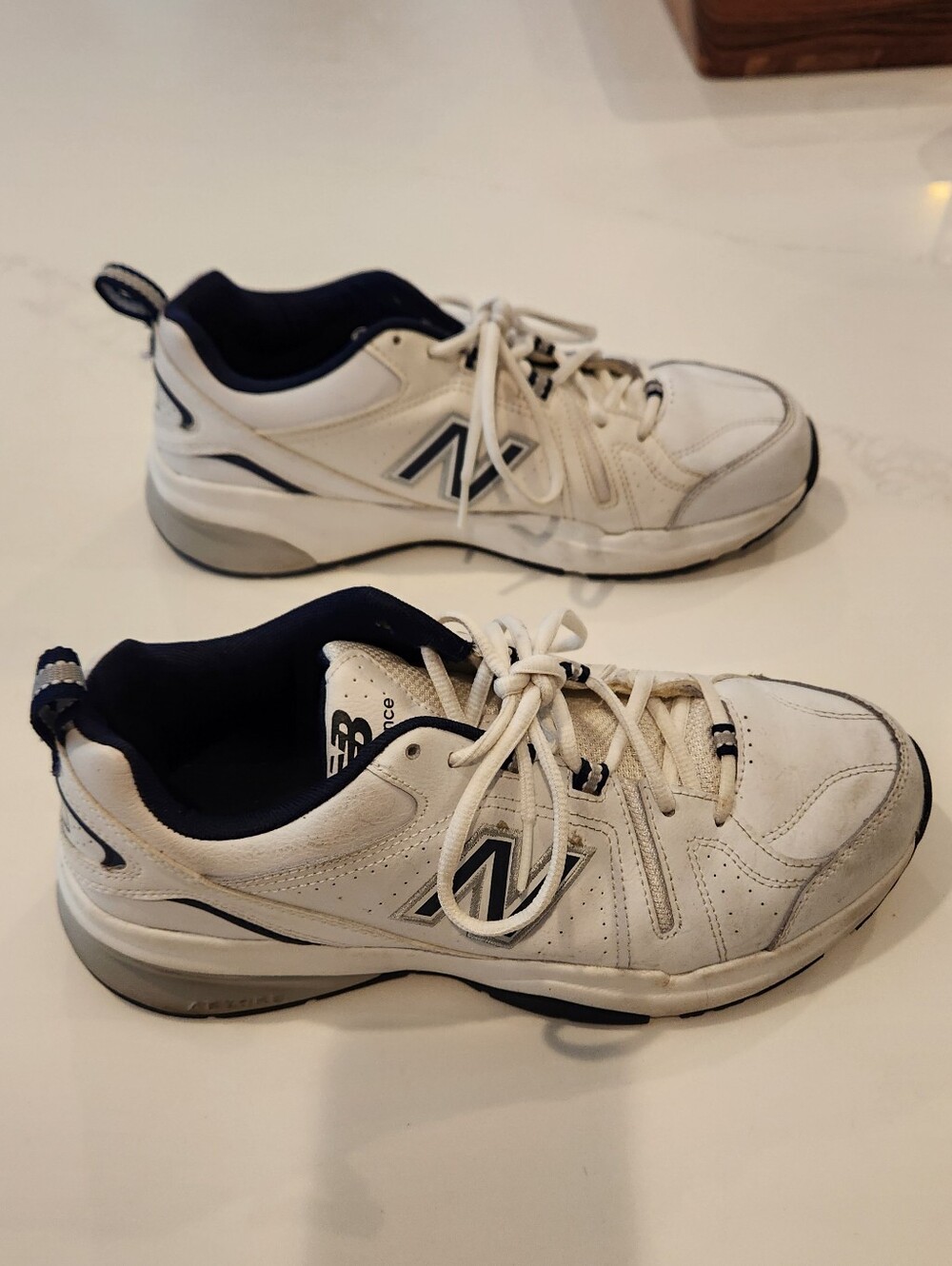 New Balance 608 White and Navy Men’s Athletic Sneakers